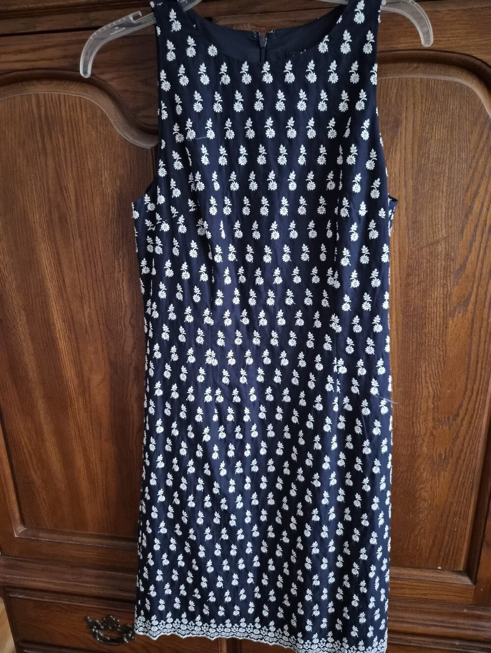 ANN TAYLOR Navy Blue Floral EMBROIDERED Shift Dress NEW